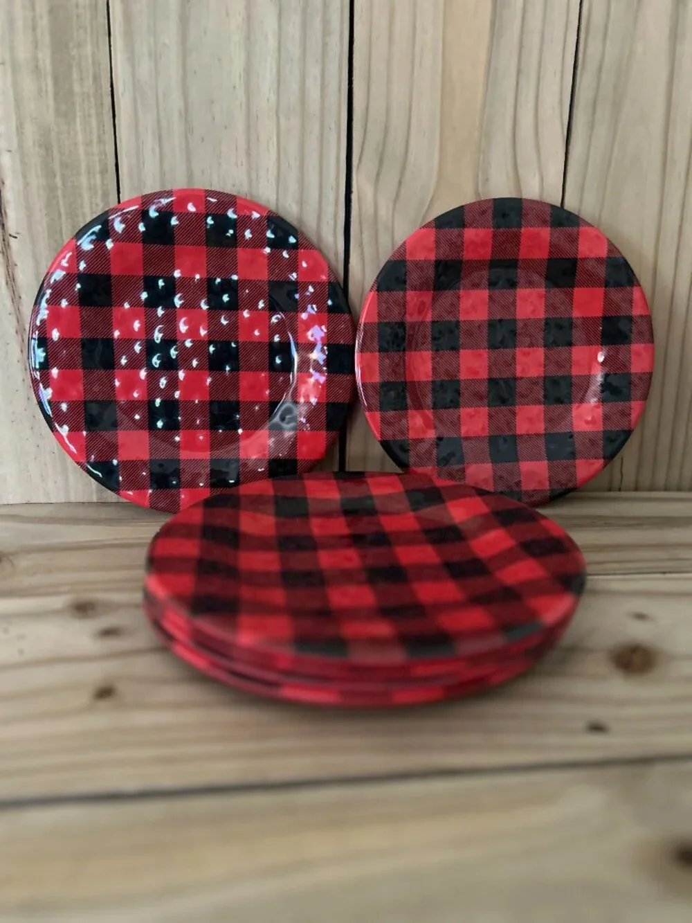 Set of 6 Robert Stanley Black & Red Buffalo Check 8
